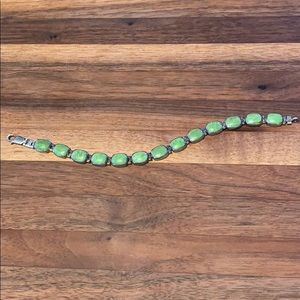 Peyote Bird green turquoise tennis bracelet